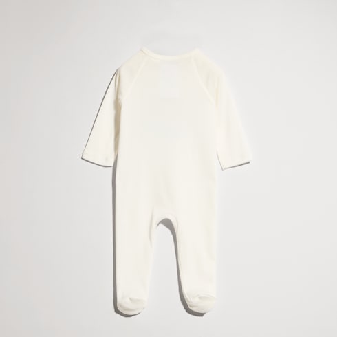 Baby cotton one-piece with print - white