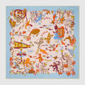 Printed silk carré - light blue