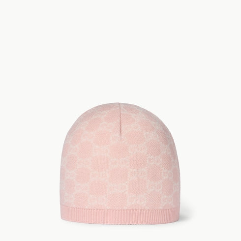 Baby GG wool hat - light pink and white