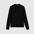 Knit wool sweater with embroidery - black