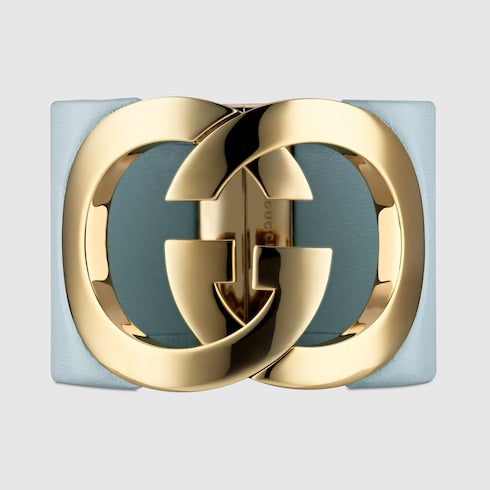 Gucci Interlocking cuff bracelet - icy blue leather