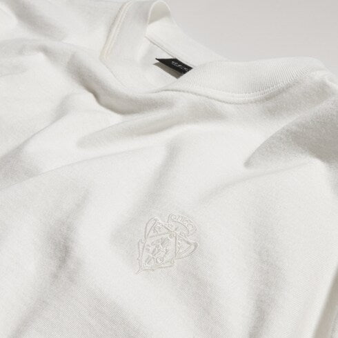 Cotton silk jersey T-shirt with embroidery - white