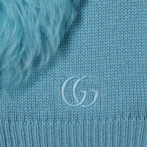 Knit wool cashmere cardigan - light blue