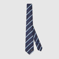 Striped Double G silk jacquard tie - blue and light blue