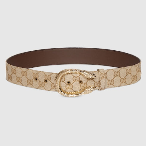 Dionysus wide belt - sand and brown GG canvas