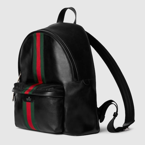 Web Trademark large backpack - black leather