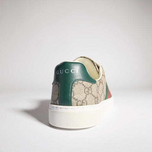 Women's Gucci Ace sneaker with Web - beige and ebony Supreme