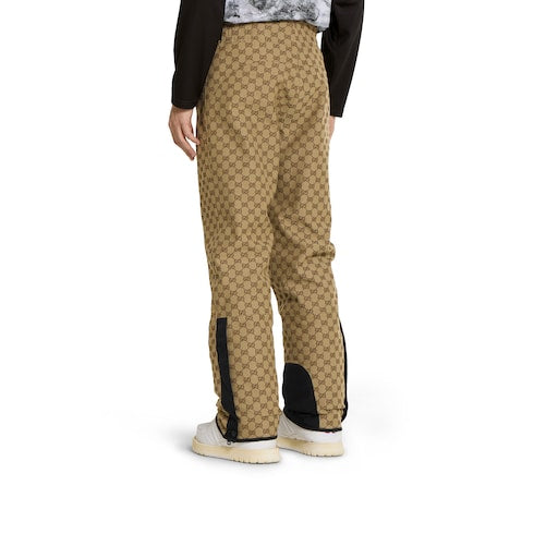 GG technical fabric jacquard pants - beige and dark brown