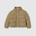 Children's padded GG canvas jacket - beige and brown