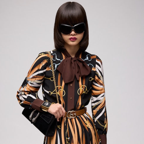 GG Marmont thin belt - brown leather