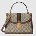 Ophidia medium top handle bag - beige and ebony GG Supreme
