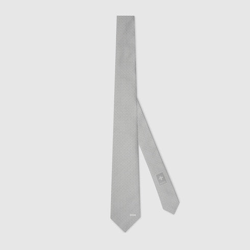 Gucci Horsebit silk jacquard tie - white