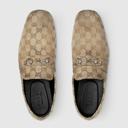 Men's worn-out effect Ragazzo loafer - sand GG canvas