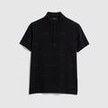 Wool silk Gucci jacquard polo shirt - black