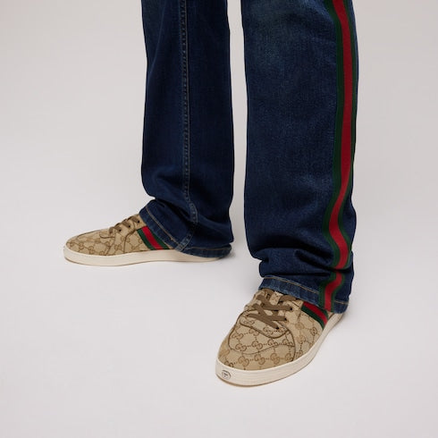 Men's Stretch low-top sneaker - sand and brown GG canvas