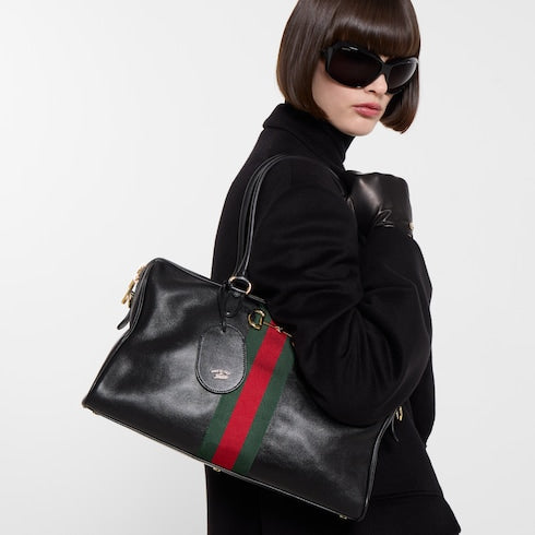 Borsetto large boston bag - black leather