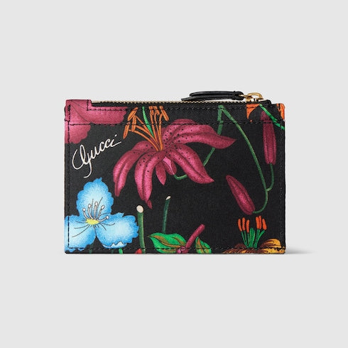 GG Marmont zip key pouch - black silk twill
