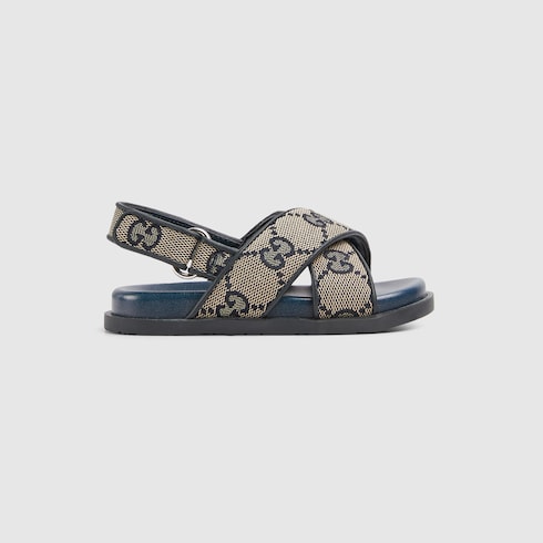 Toddler GG sandal - beige and blue canvas