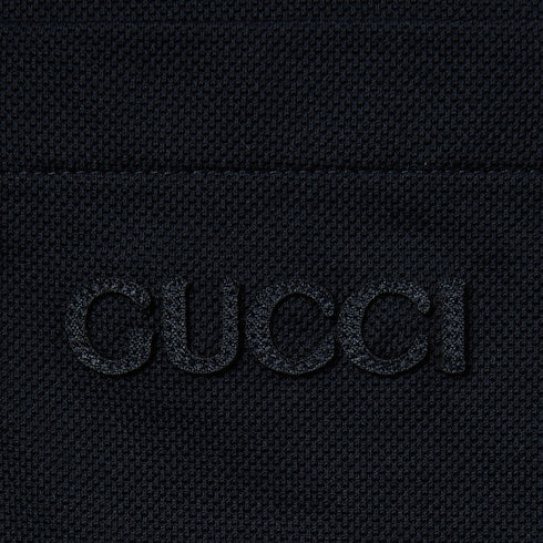 Cotton polo shirt with embroidery - dark blue