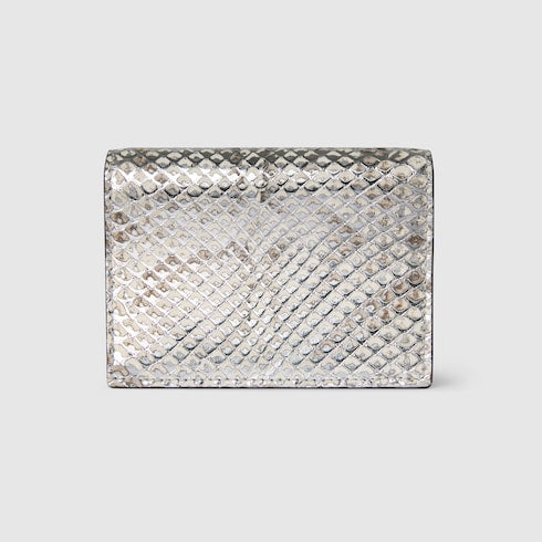 GG Marmont python small wallet - metallic silver