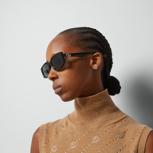 Rectangular-frame sunglases - black injection