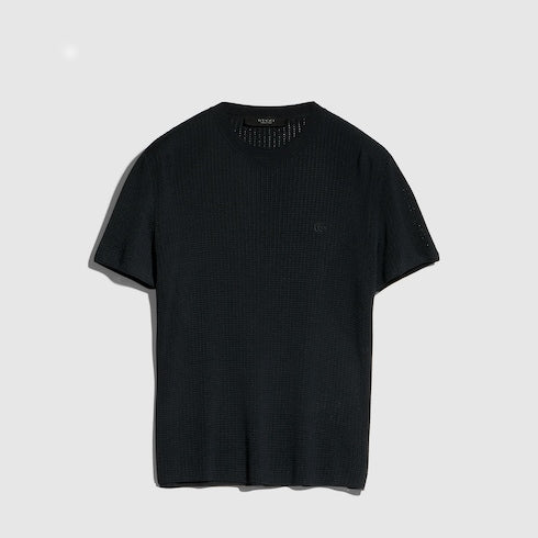 Technical knit fabric T-shirt - black