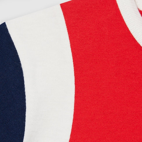 Children's cotton T-shirt - red, white and dark blue