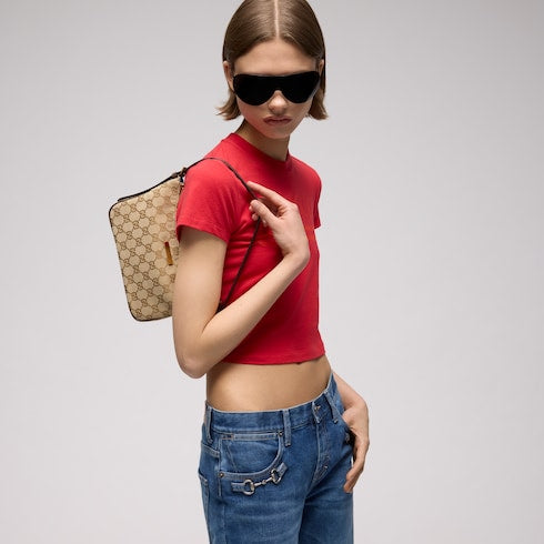 Lady Lunetta small shoulder bag - sand and brown GG canvas