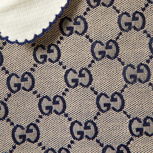 Children's GG canvas dress - beige and blue
