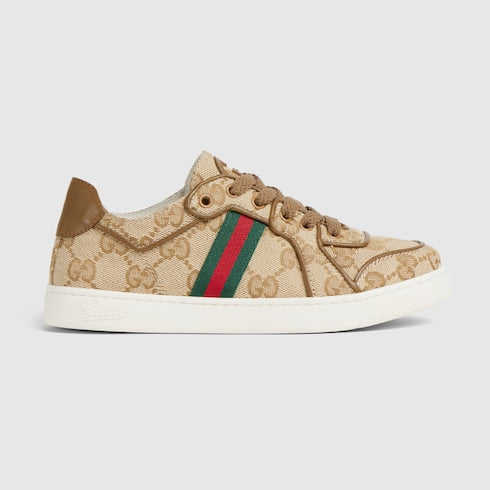 Children's Stretch low-top sneaker - sand and brown GG canvas
