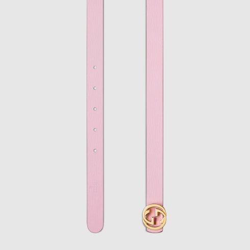 Reversible thin belt - pink and taupe leather