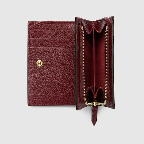 Bi-color GG Marmont small wallet - beige and Rosso Ancora leather