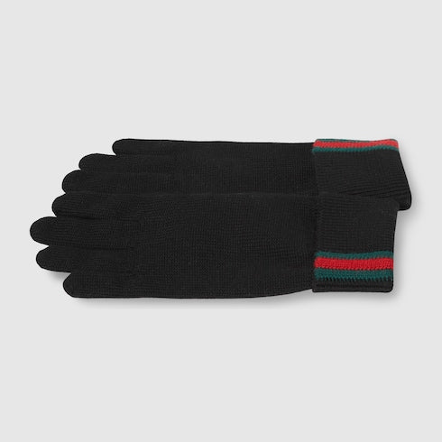 Wool gloves with Web - black