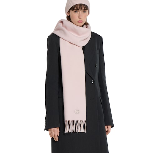 Cashmere scarf with patch - pink and light pink