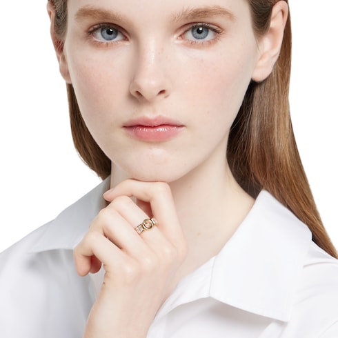 Gucci Blondie wide crystal ring - light gold-toned brass