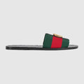Men's Riviera slide sandal - green and red elastic band
