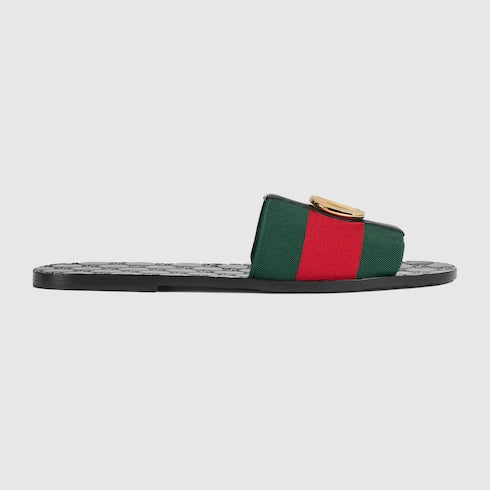 Men's Riviera slide sandal - green and red elastic band