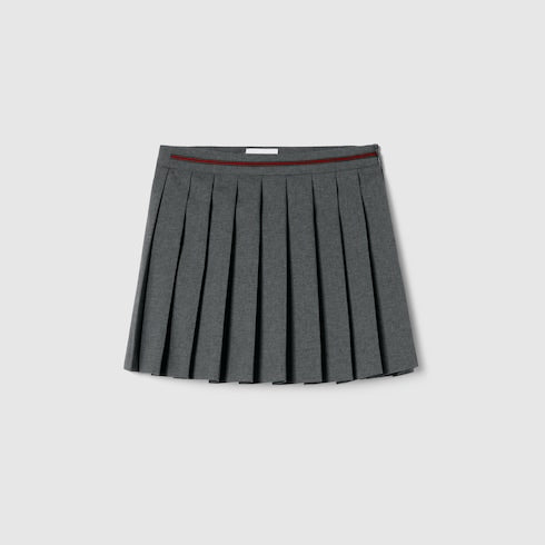 Children's wool skirt with embroidery - light grey