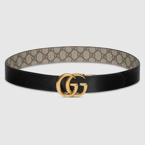 GG Marmont reversible belt - black leather