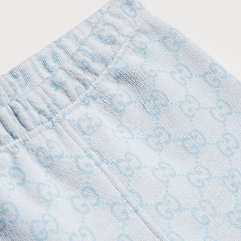 Baby printed cotton pants - light blue