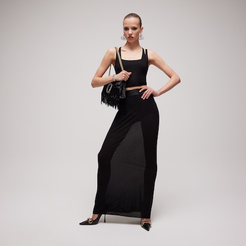 Light crêpe jersey bralette set - black