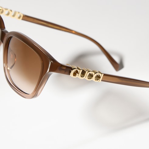 Rectangular-frame sunglasses - brown gradient