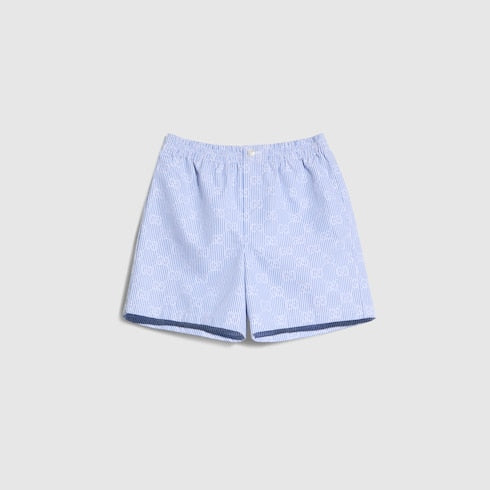 Baby GG striped poplin shorts - white and light blue