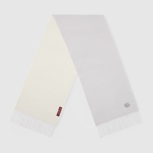 Cashmere scarf with patch - grey and light grey