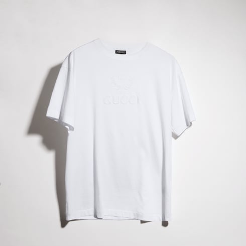 Cotton jersey T-shirt with embroidery - white