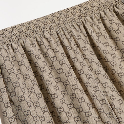 Printed silk leisure pants - beige and brown
