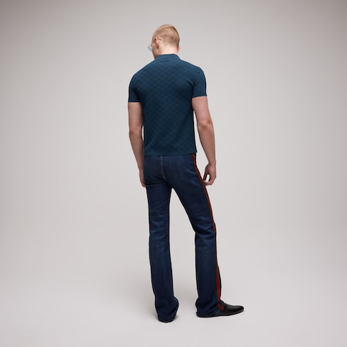 Technical GG jacquard fabric polo shirt - dark blue