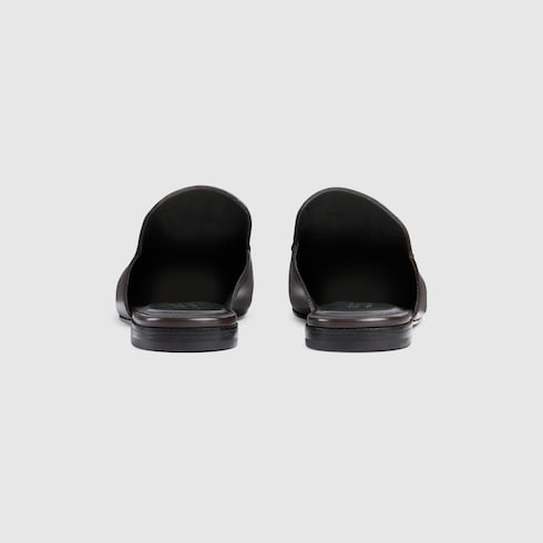 Men's mule with Horsebit - dark brown leather
