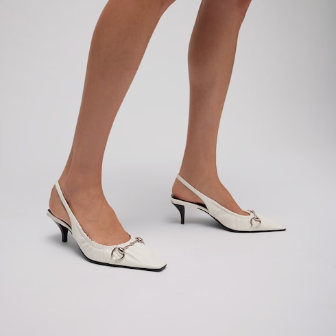 Women's Vittoria slingback pump with elastic - white soft nappa leather
