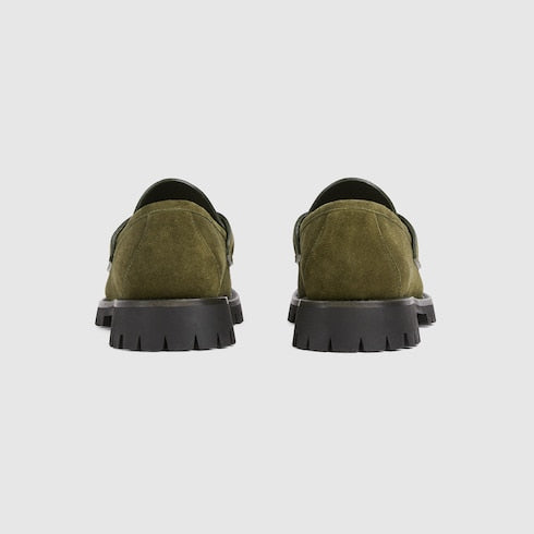 Women's loafer with Horsebit - dark green suede